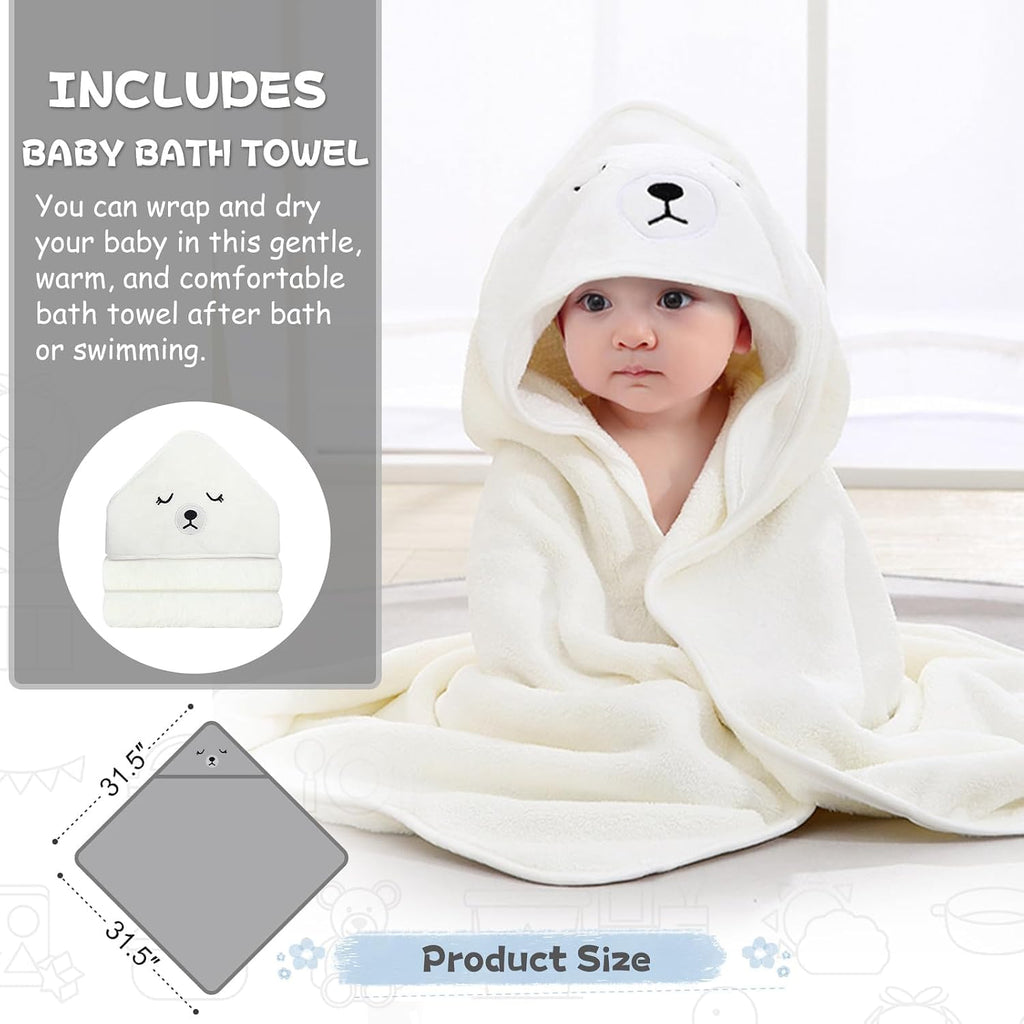 Collapsible Baby Bathtub for Newborn with Thermometer & 1 Hooded Towel & 1 Soft Floating Cushion,Portable Travel
