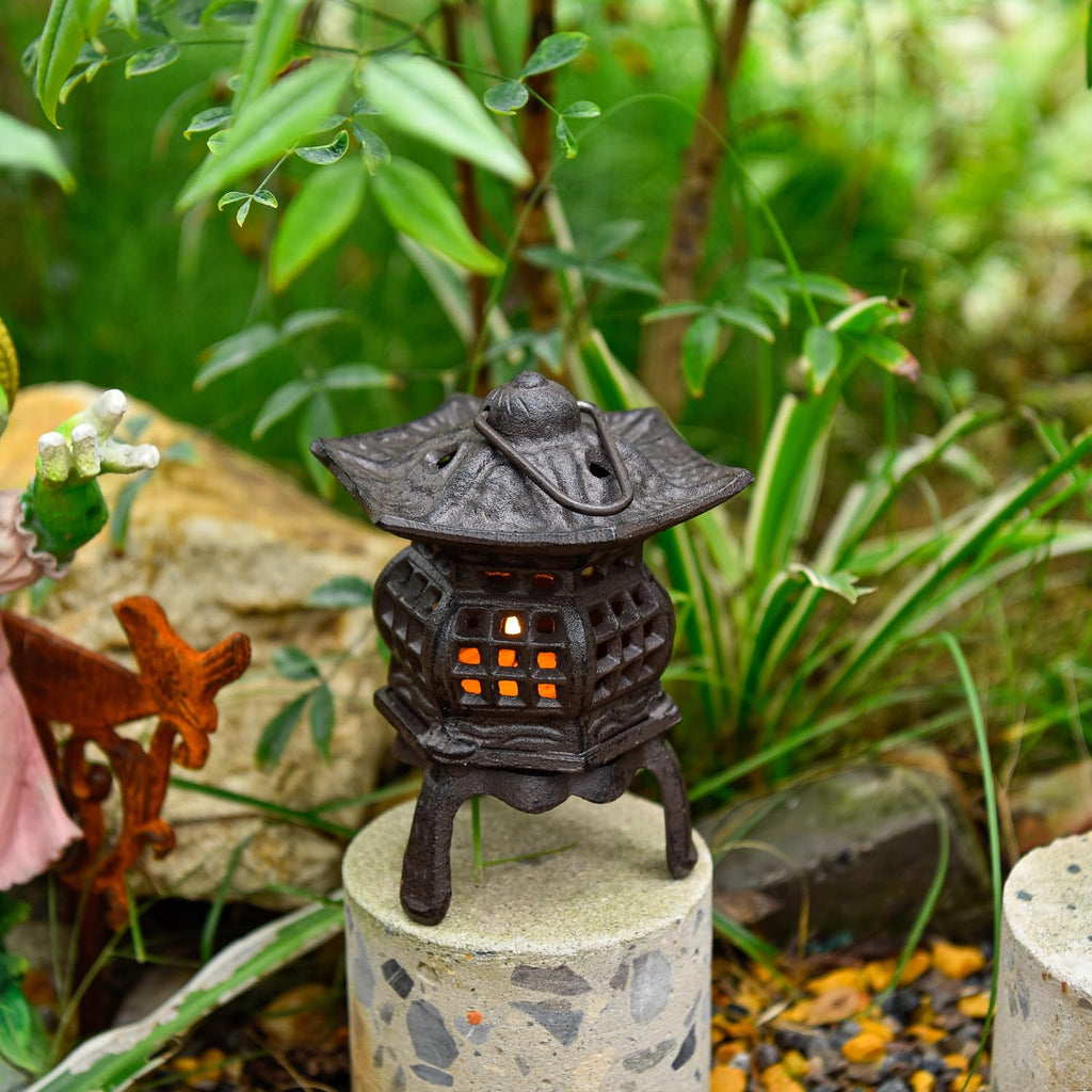 Cast Iron Lantern, Rustic Brown - Palace Hanging Candle Holder