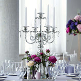 20.3'' Tall 5 Arm Silver Metal Candelabra Centerpiece for Table, Retro Table Centerpieces, Events, Home, Wedding