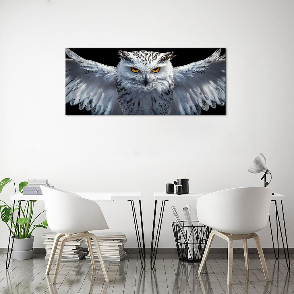 5 Pieces Large Snow Owl Wall Art Canvas Prints Owl Pictures Black and White Birds Animal Portrait Paintings Modern