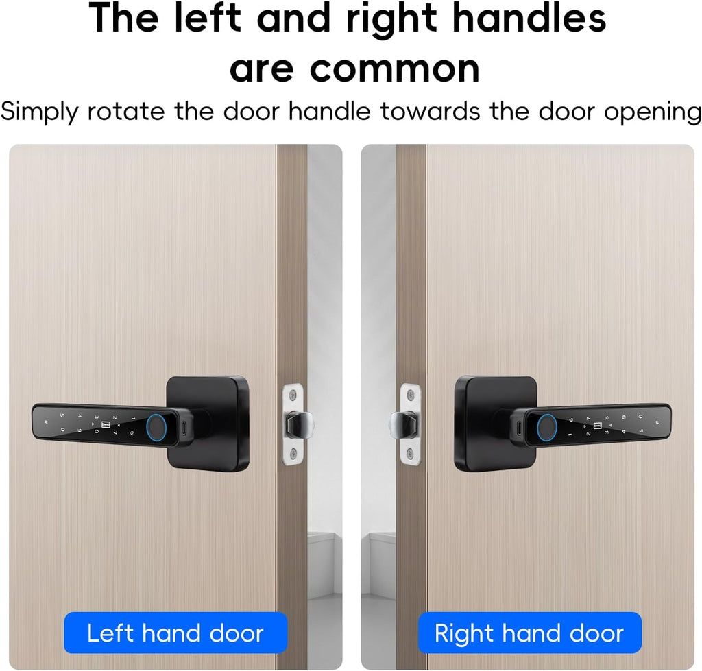 Smart Door Knob with Key & Keypad, Biometric Fingerprint Door Lock