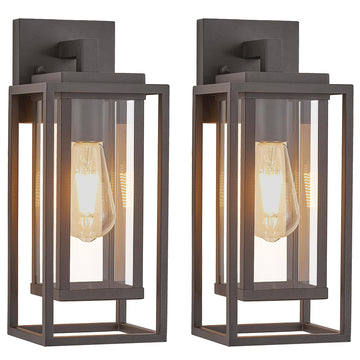 14" Double Cage Outdoor Wall Light, 2Pack Exterior Lantern Sconce