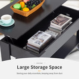 39.4" Lift Top Coffee Table with Hidden Compartment and Storage Shelf Wooden Lift Tabletop Living Room Reception Room