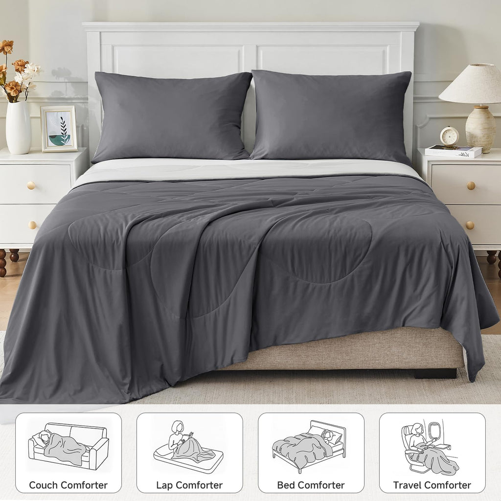Cooling Comforter for Hot Sleepers Queen, Gray 90"x90"