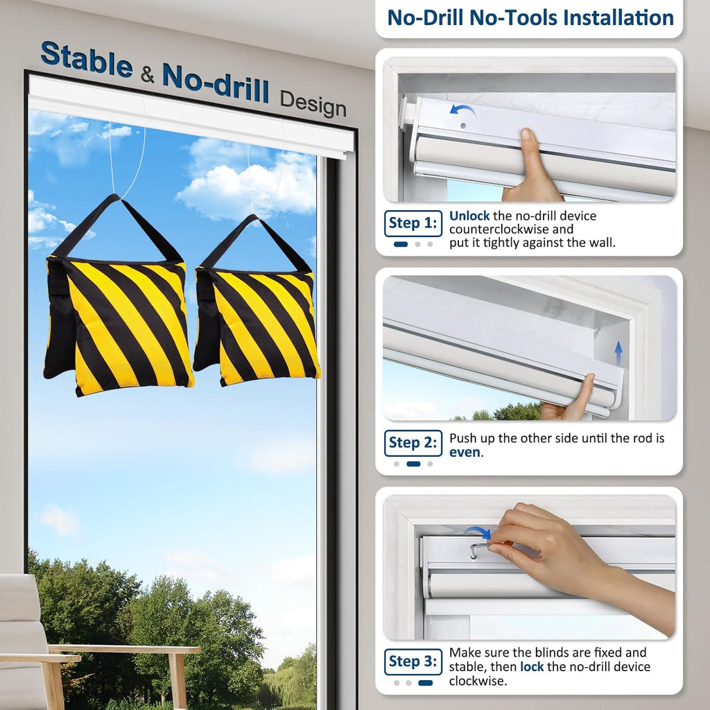 No-Drill Motorized Blackout Blinds with Remote, Grey, 34" x 72" | Tool-Free Installation, Works with Tuya & Alexa via