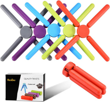 Thick Silicone Trivets for Hot Dishes Eco-Friendly Foldable Trivets for Hot Pots and Pans Folding Trivet Save - Set of 5
