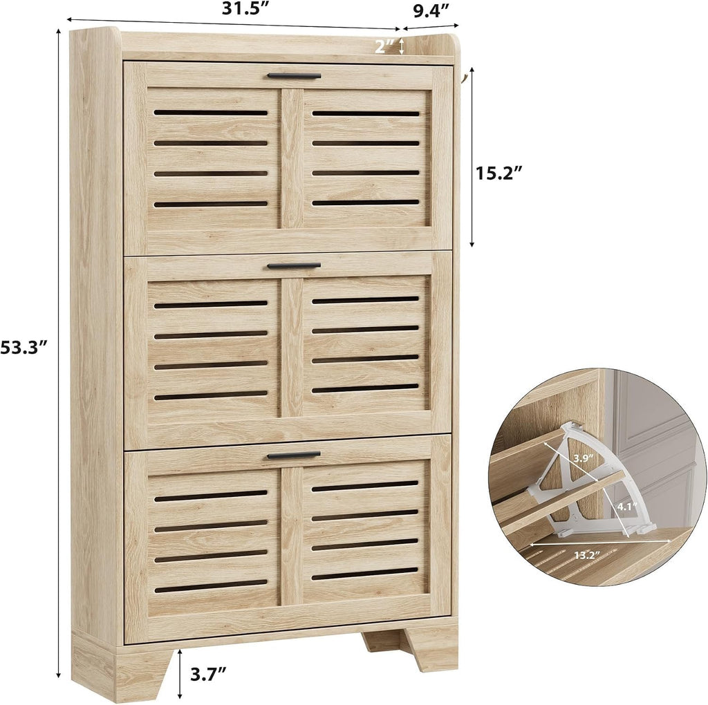 Shoe Cabinet Storage, Narrow Shoe Cabinet, Oak