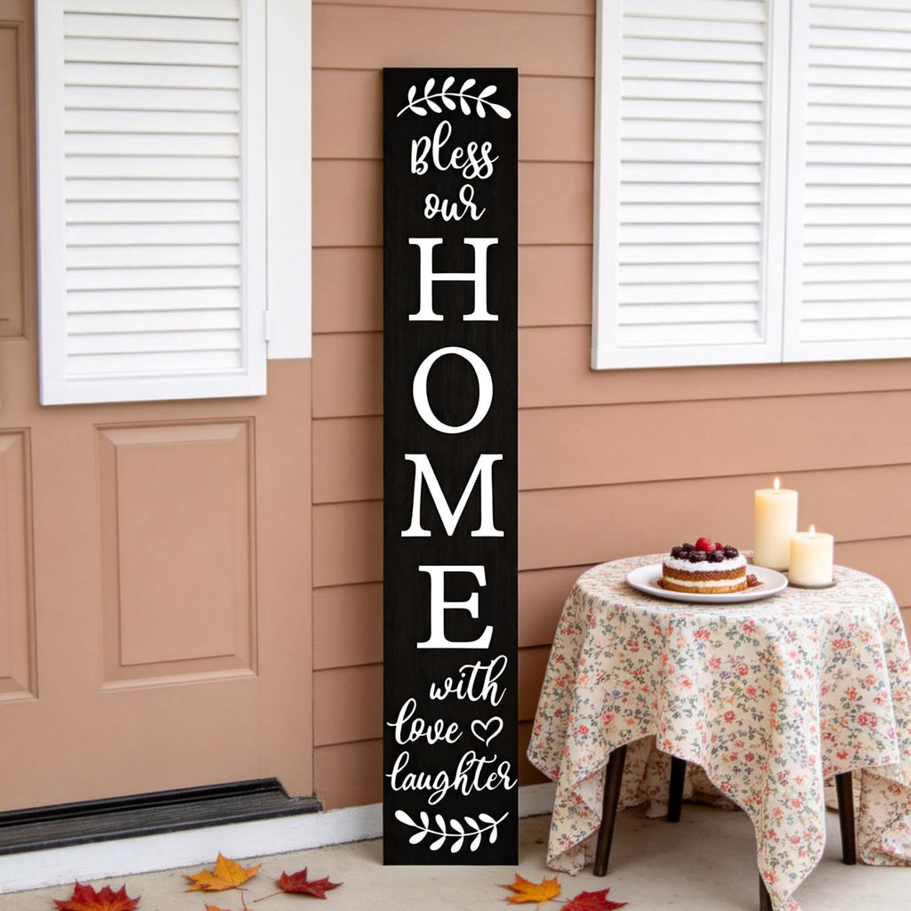 Welcome Sign for Front Door Porch, Bless Our Home Signs 47"