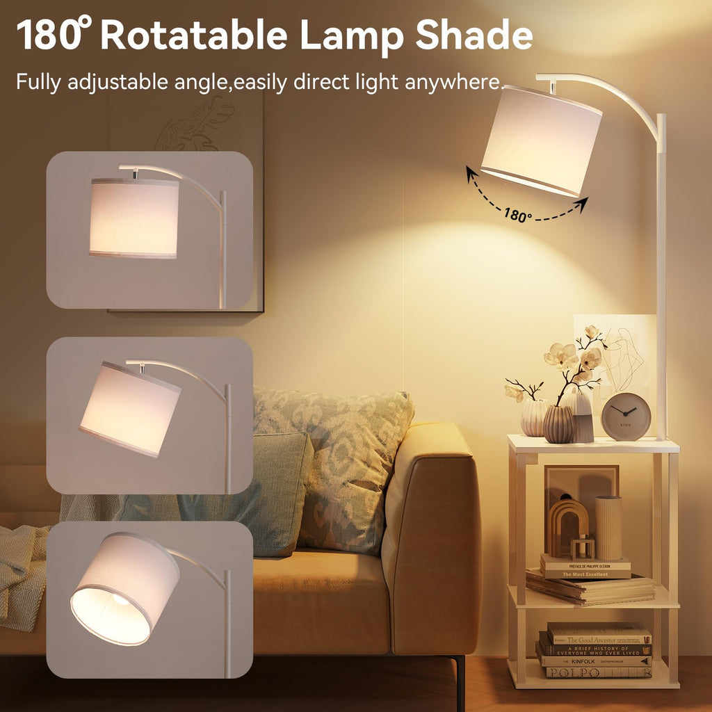 Floor Lamp with Table Shelves, End Side Table