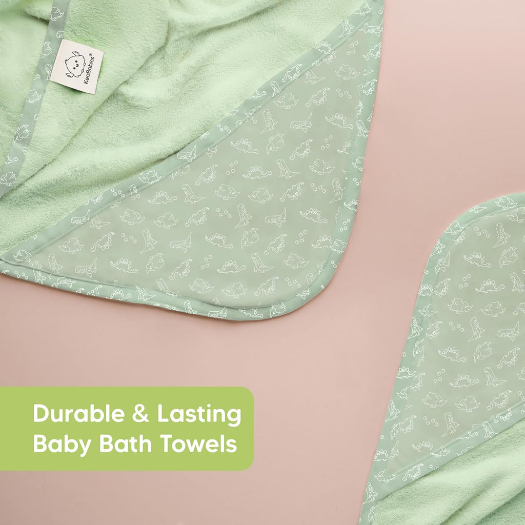 Baby Hooded Towel and Pack Organic Baby Washcloths - Viscose from Bamboo Baby Towel, Soft Bamboo Viscose Washcloth