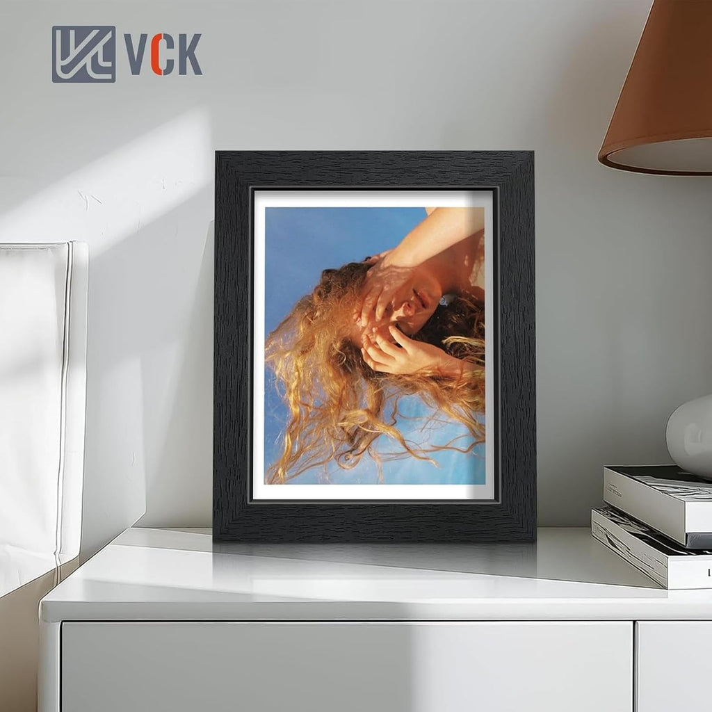 8x10 Picture Frame Set of 6, Elegant Black Wood Photo Frame | 1.1in Wide Border, Tabletop/Wall Hanging, HD
