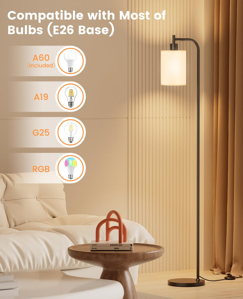 2-Pack Floor Lamps with Linen Shade Bedroom Corner