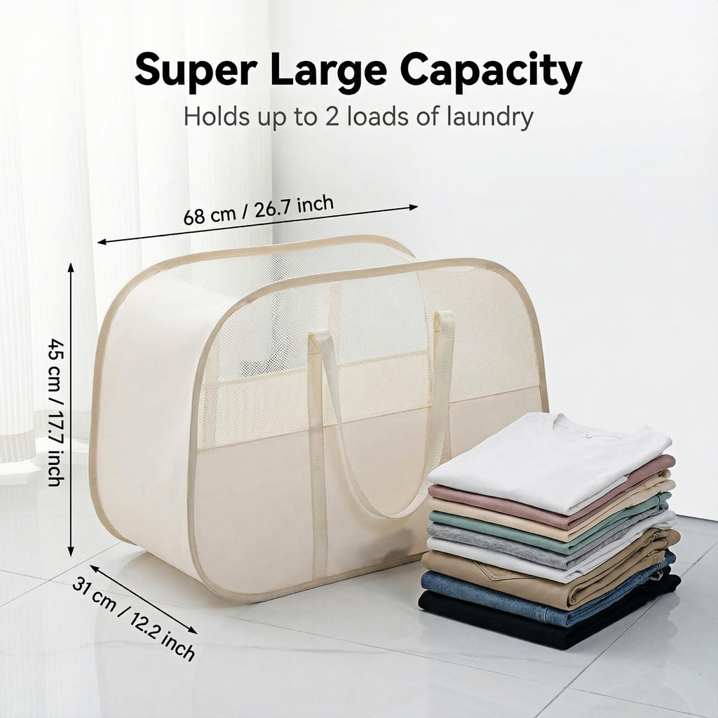 Foldable Laundry Basket with Mesh Window