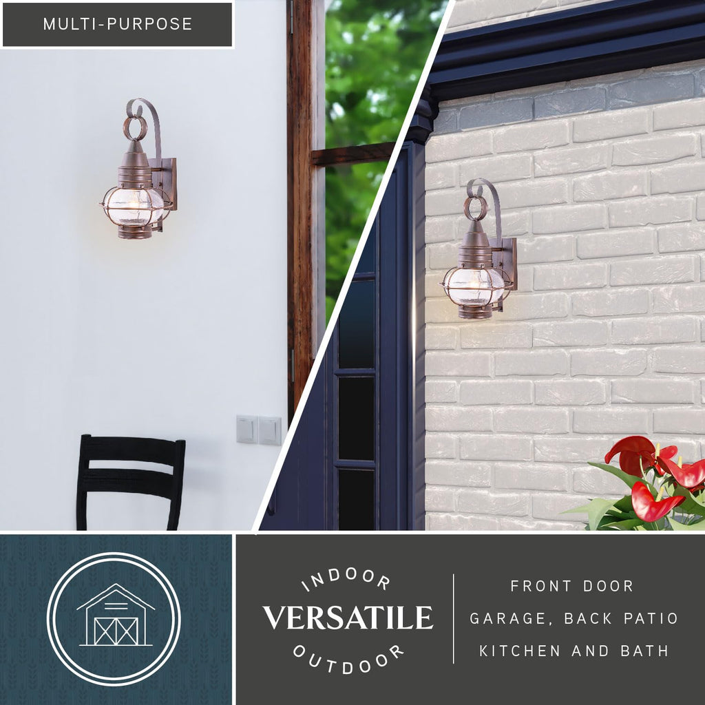 Chatham 1-Light Bronze Coastal Outdoor Wall Lantern, 18 in. H