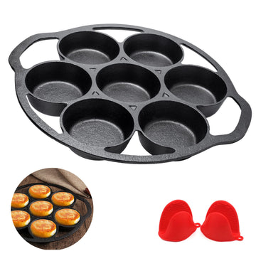 11.2" Pre-seasoned Cast Iron Muffin Pan with Heat Resistant Gloves