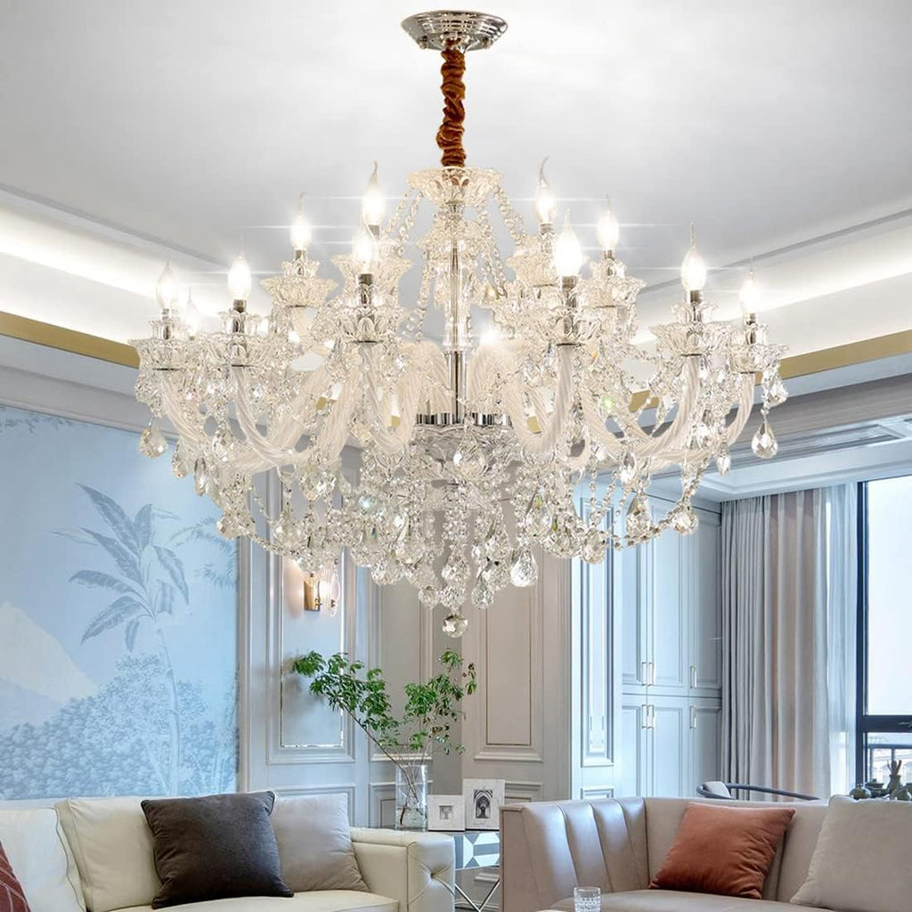 Luxury K9 Crystal Chandelier,18 Light,Contemporary Clear Crystal Ceiling Chandelier Lighting _Luxurious Modern Pendant Light Lamp Fixture E12 Base for Dinning Living Room (18 Lights) A110-B0B9L5K8J4