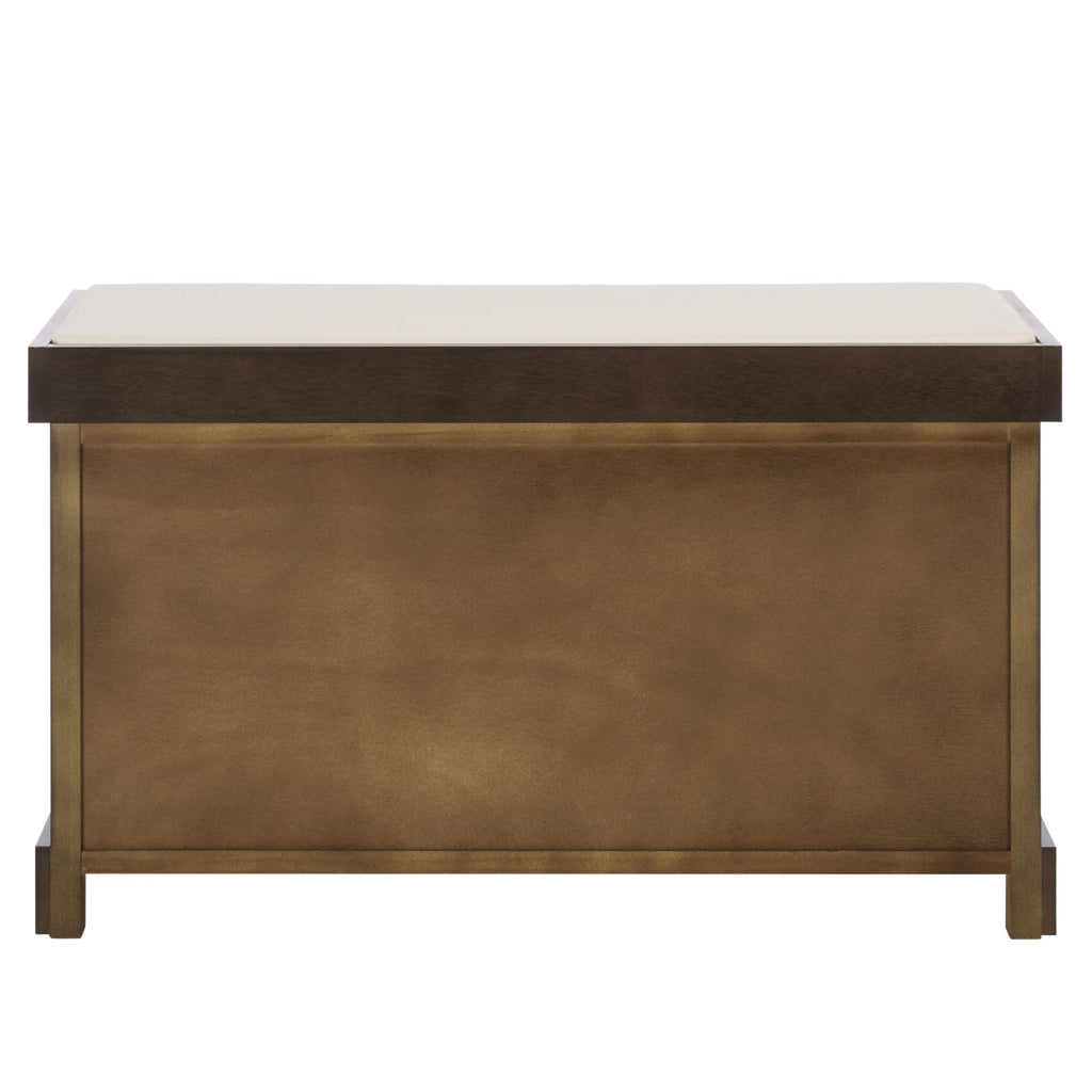 Freddy Wood Storage Bench, 33" Farmhouse Dark Chocolate