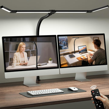 LED Desk Lamp with Clamp, 42-Inch 4-Panel Light for Dual Monitors