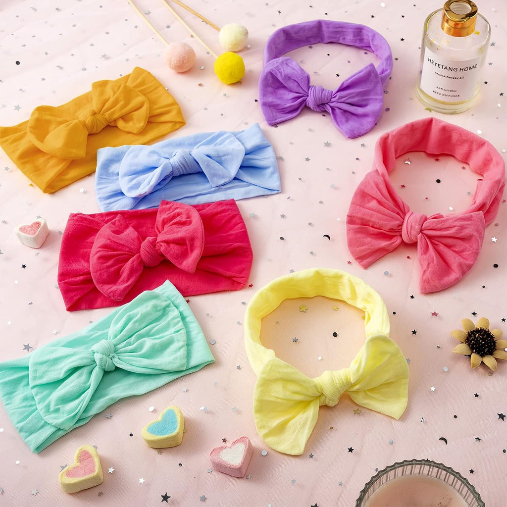 42 Pcs Baby Bows Nylon Headbands for Baby Girls Knotted