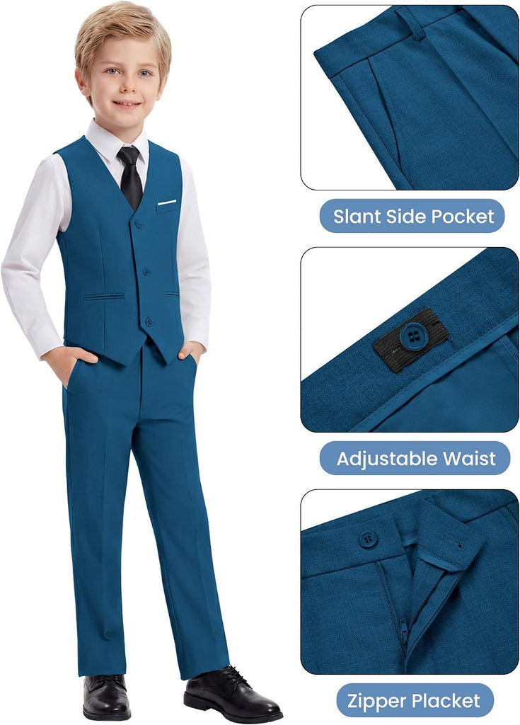 Boys Suits Pieces Formal Slim Fit Tuxedo Suit Set,Teen Suits for Wedding Ring Bearer Church Outfit