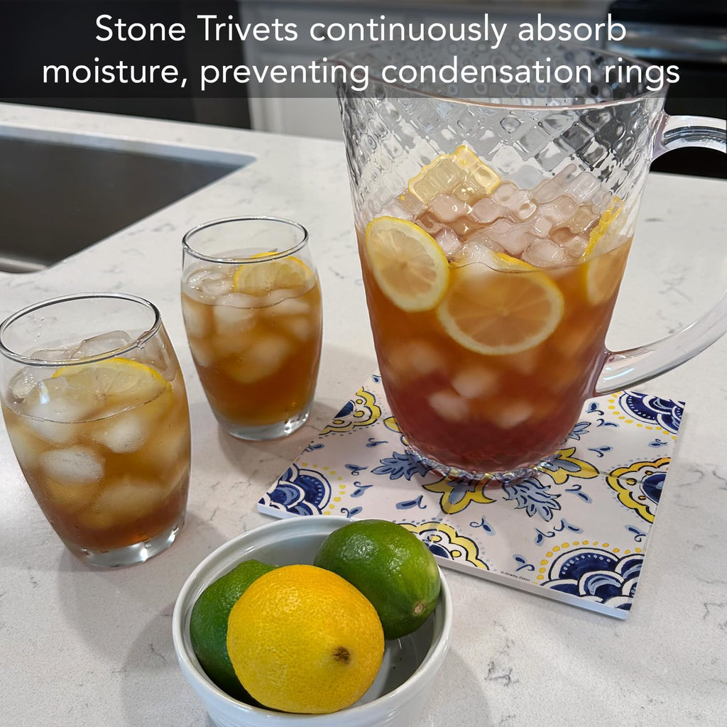 Thirstystone Blue & Yellow Decorative Heat Tolerant Stone Trivet