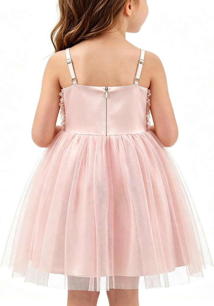 Toddler Girls Tutu Dress Sleeveless Rose Flower Girl Dresses