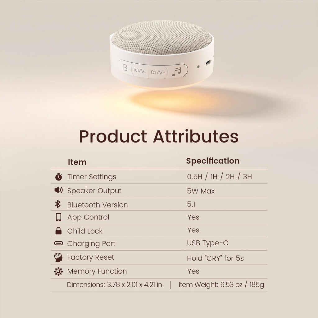 Sound Machine Baby CrySense with 35 Sounds Non-Looping
