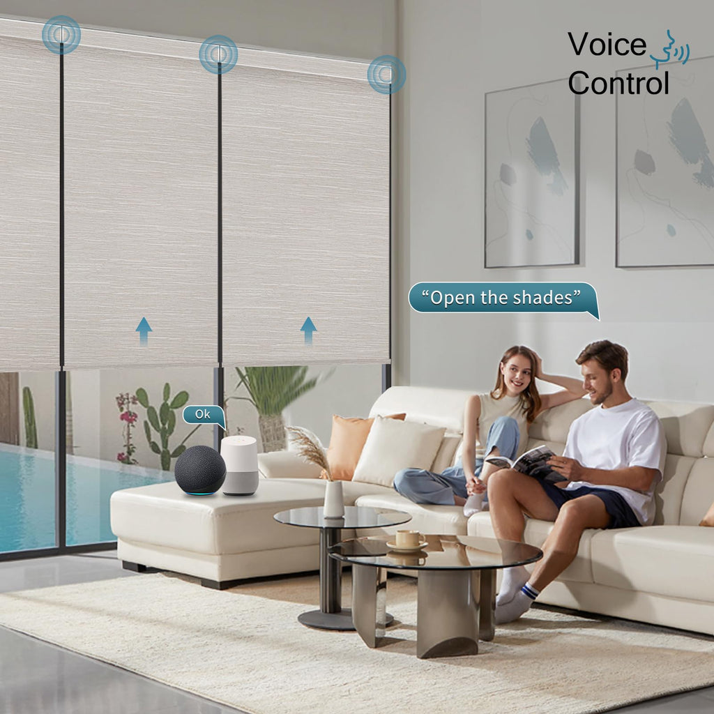 Motorized Roller Shades, 100% Blackout, Classic Cream