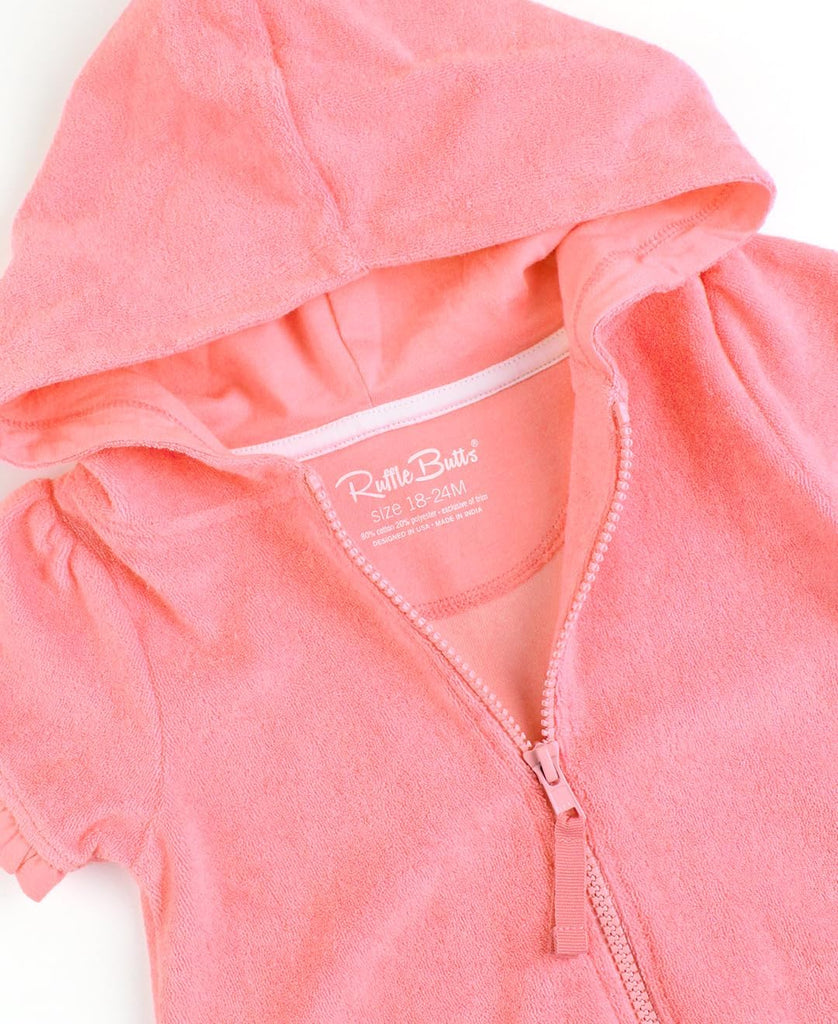 Girls Terry Knit Full-zip Swim Cover-up - Swim Cover-Up