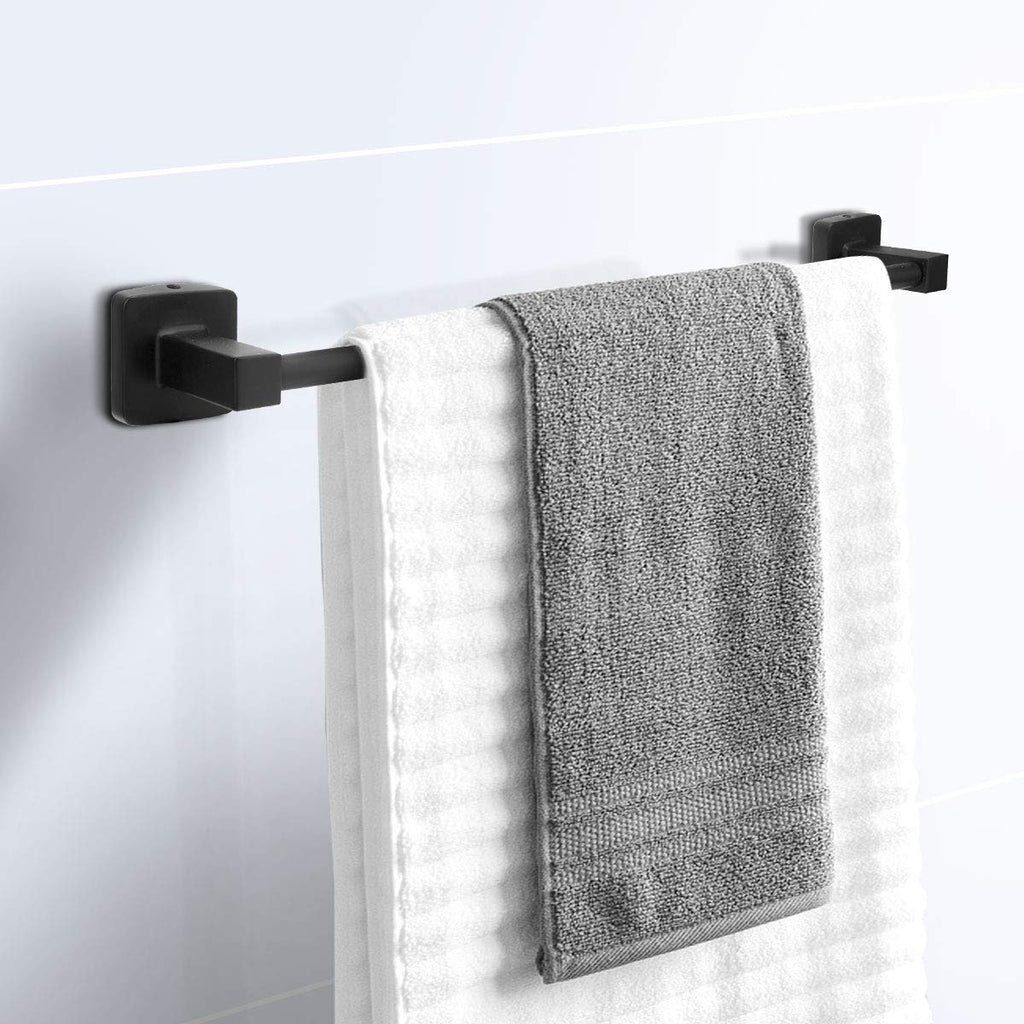 Matte Black Bathroom Hardware Set 4 Pieces, Towel Bar Set Includes 17In Hand Towel Bar, Towel Ring, Robe Towel