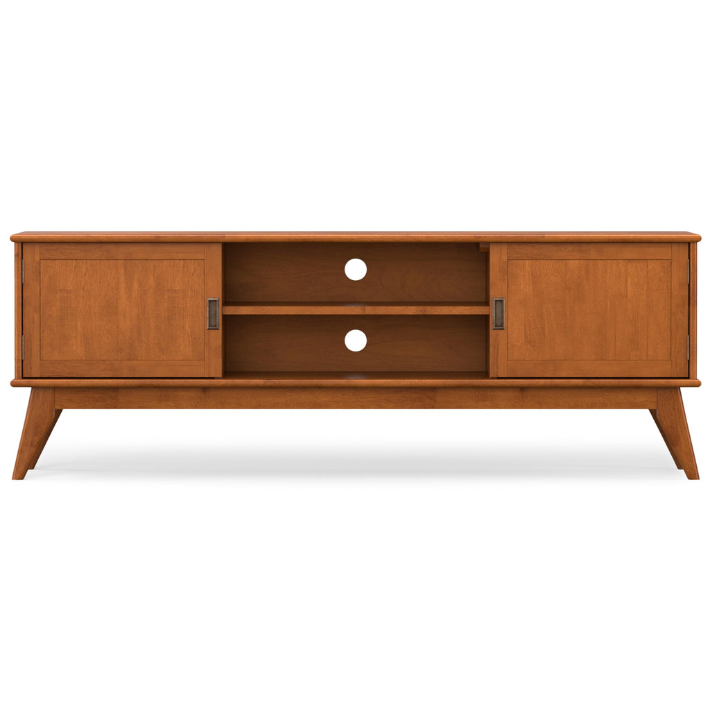 Draper 72" Wide Solid Wood TV Stand in Teak Brown