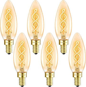 E12 Candelabra LED Light Bulbs, 6 PACK 4W E12 LED Warm Light Bulbs 2200K