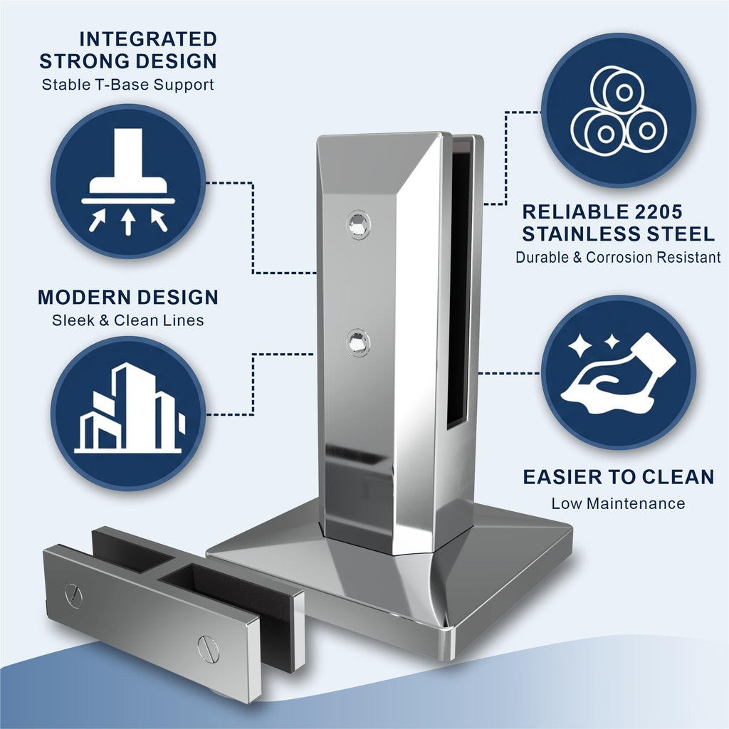 2-Panel Tempered Glass Railing System, 118-121" W x 44" H Deck Railing Kit