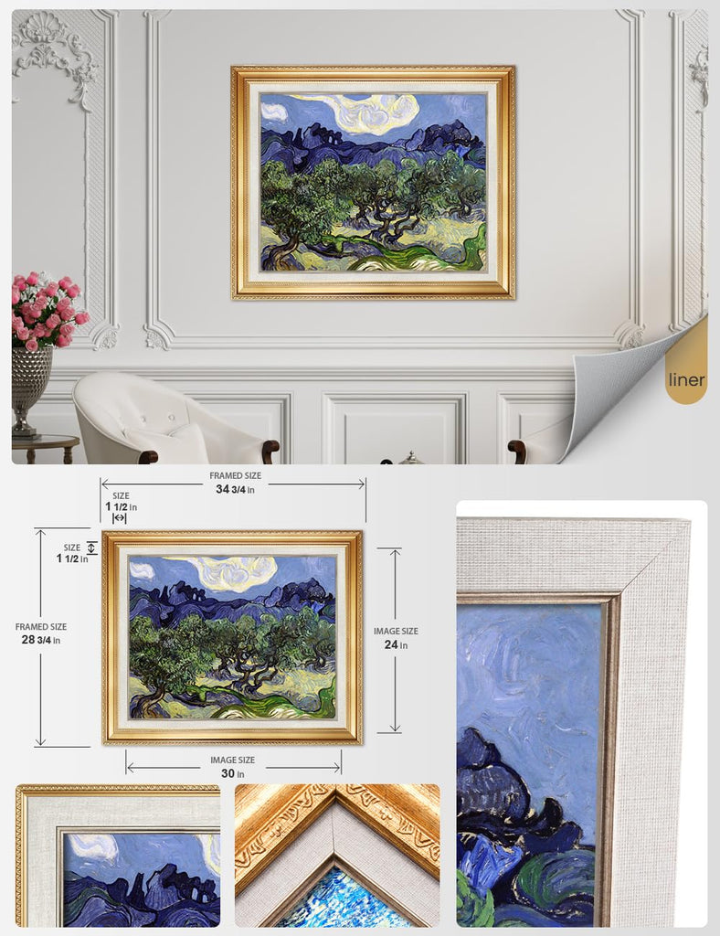 Van Gogh Olive Trees Framed, Image Size: 30x24 in