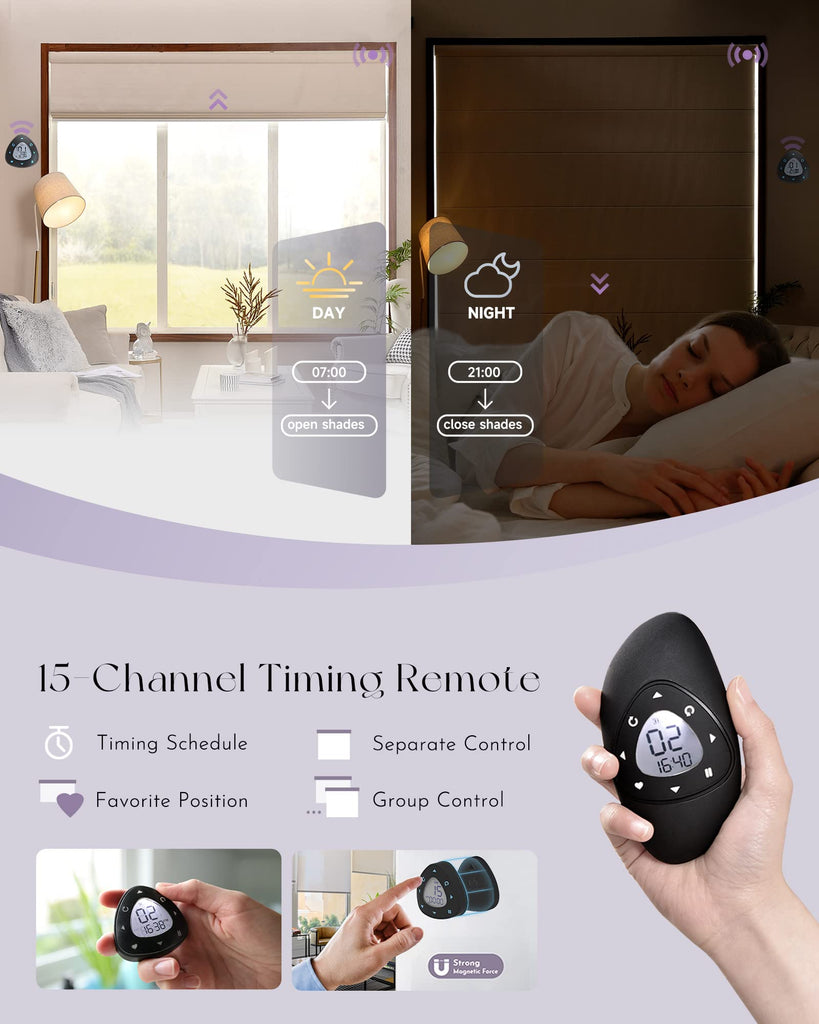 Smart Roman Shades Compatible with Alexa Google Rechargeable Motorized Blinds with Remote Blackout Roman Window