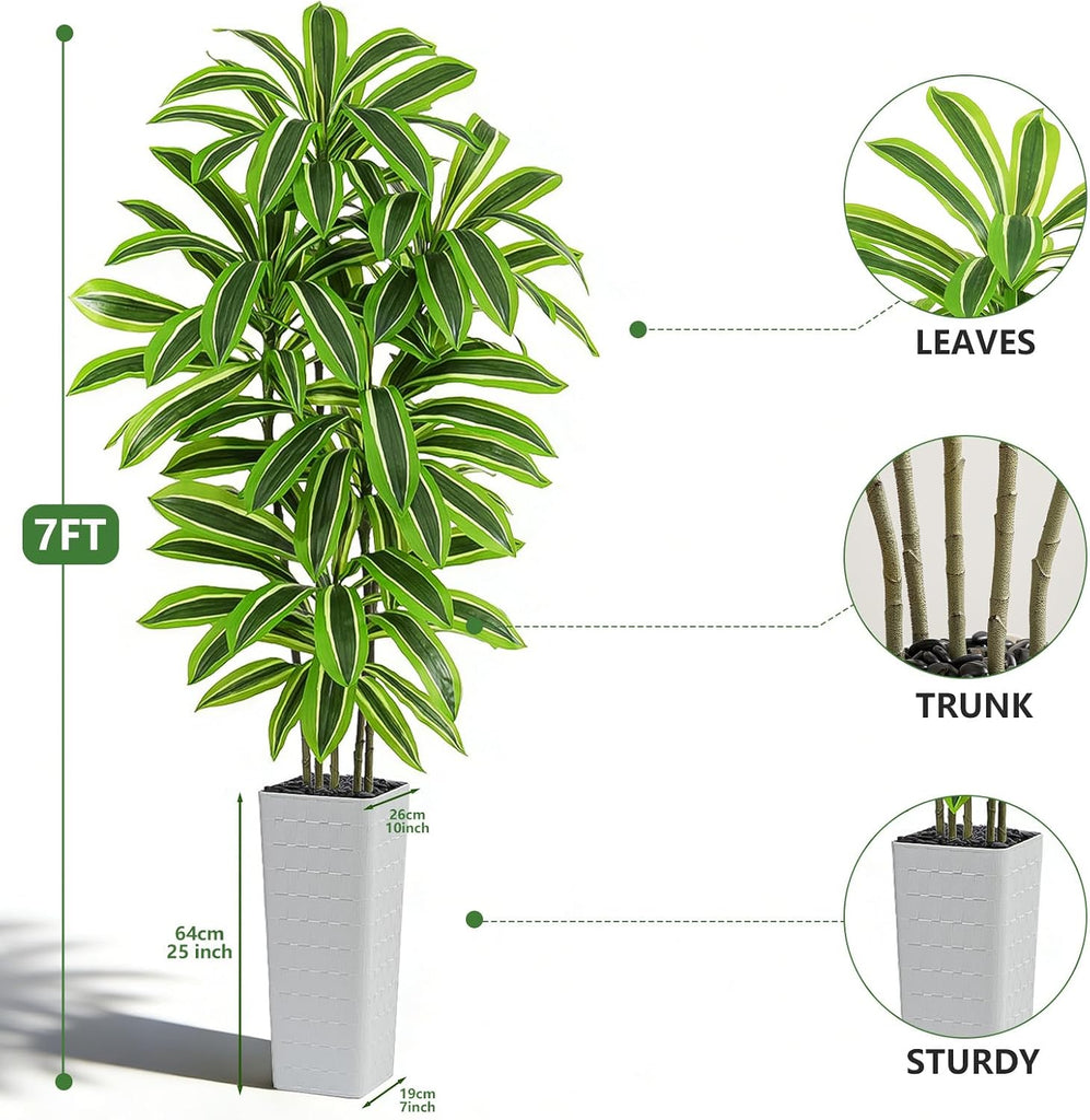 Yellow Dracaena Tree 7FT, Tall Fake Plants Indoor