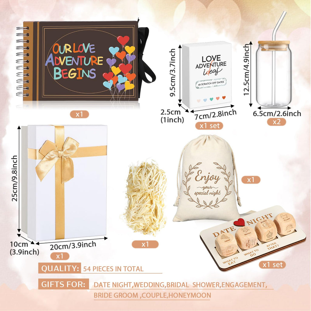 54 Pcs Date Night Gift Box for Couple Girlfriend Boyfriend