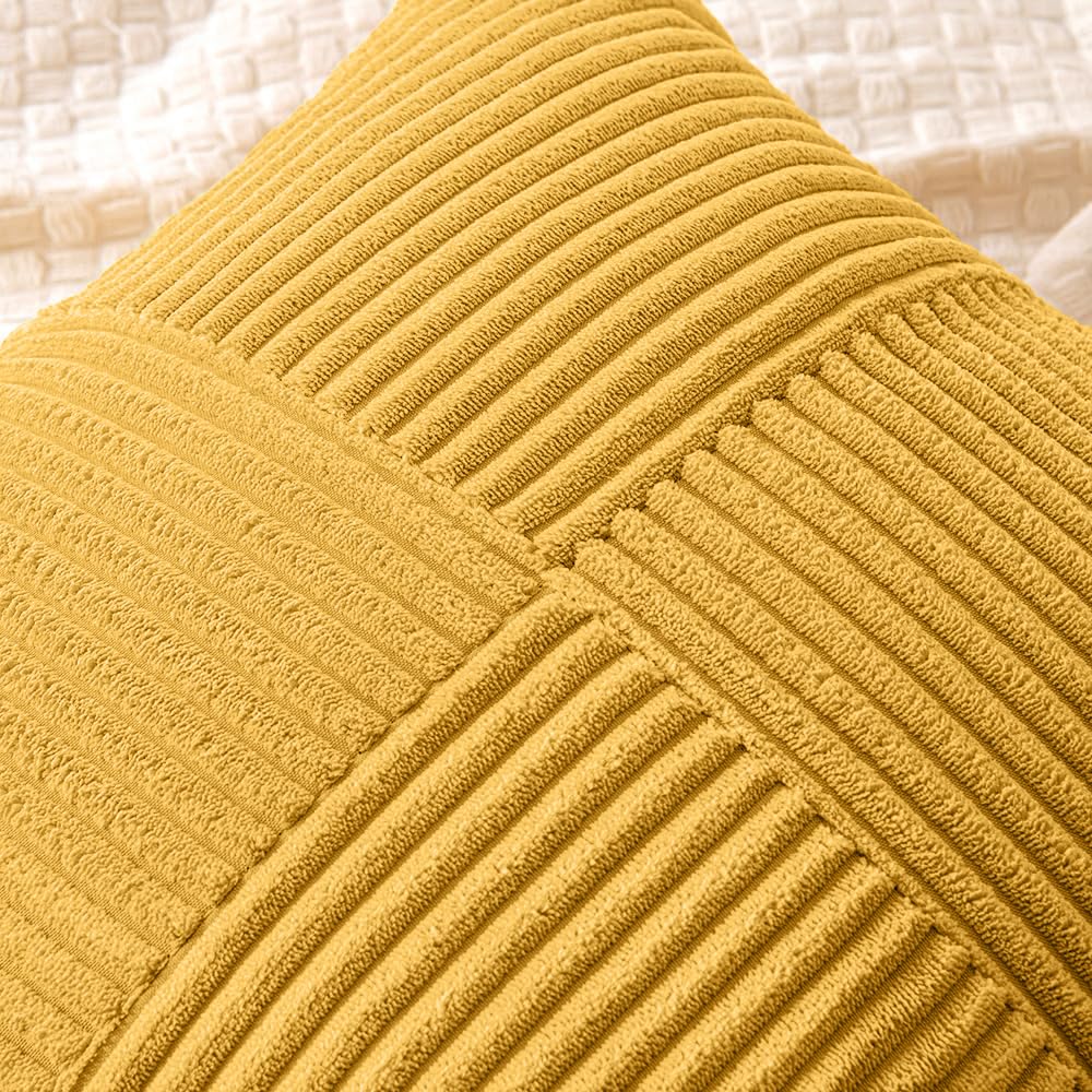 Mustard Yellow Decorative Throw Pillow Covers for Couch 18x18 Inch