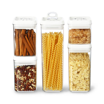 Flip Tite Storage Container with Lid 4" Airtight Ring Seal Top, Stackable Acrylic Canister Jar Set Pantry Organizer