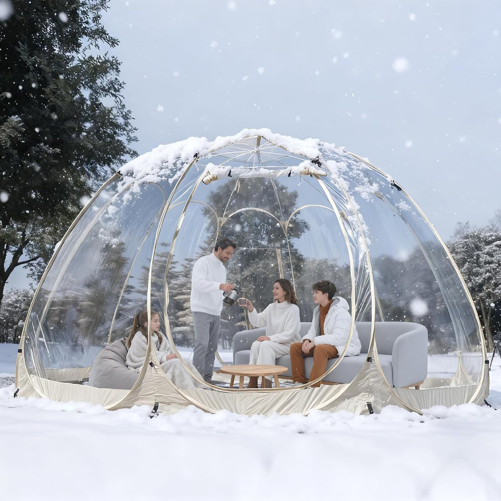 Pop Up Bubble Tent,15 x 15 ft Outdoor Greenhouse Clear Camping Shelters,8-12 Persons Igloo Tent,PVC 540°Degree Fully