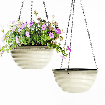 10Inch Hanging Planters Outdoor Indoor, Glazed Hanging Basket with Drainage
