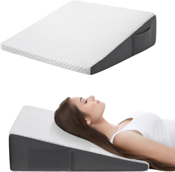 7.5-inch Bed Wedge Pillow for Sleeping Back Support Pain Relief | Cooling Memory Foam Incline Wedge for Sleeping