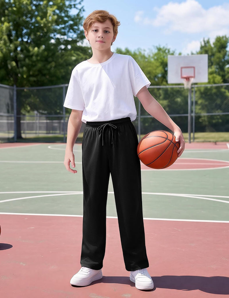 Boys Sweatpants Kids Athletic Mesh Joggers with Pockets for School