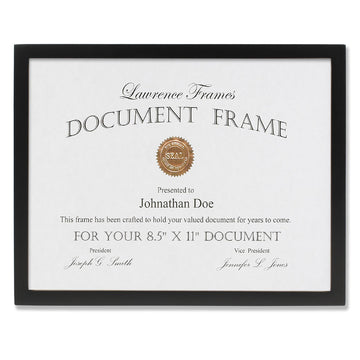 Black Wood Certificate Picture Frame, Gallery Collection, 8-1/2 by 11-Inch