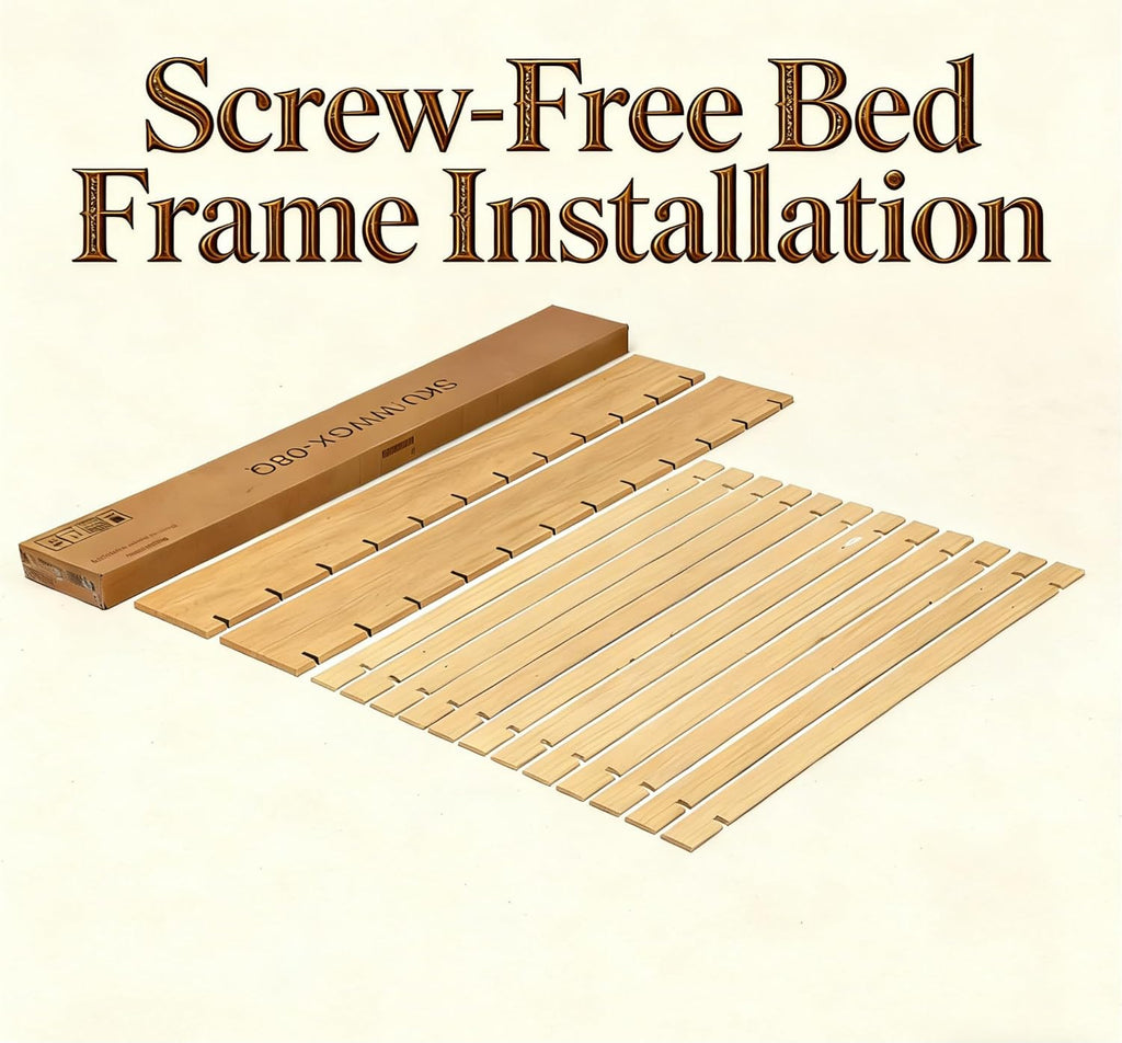 Wood Platform Bed Frame, Tool-Free Japanese Joinery, Natural
