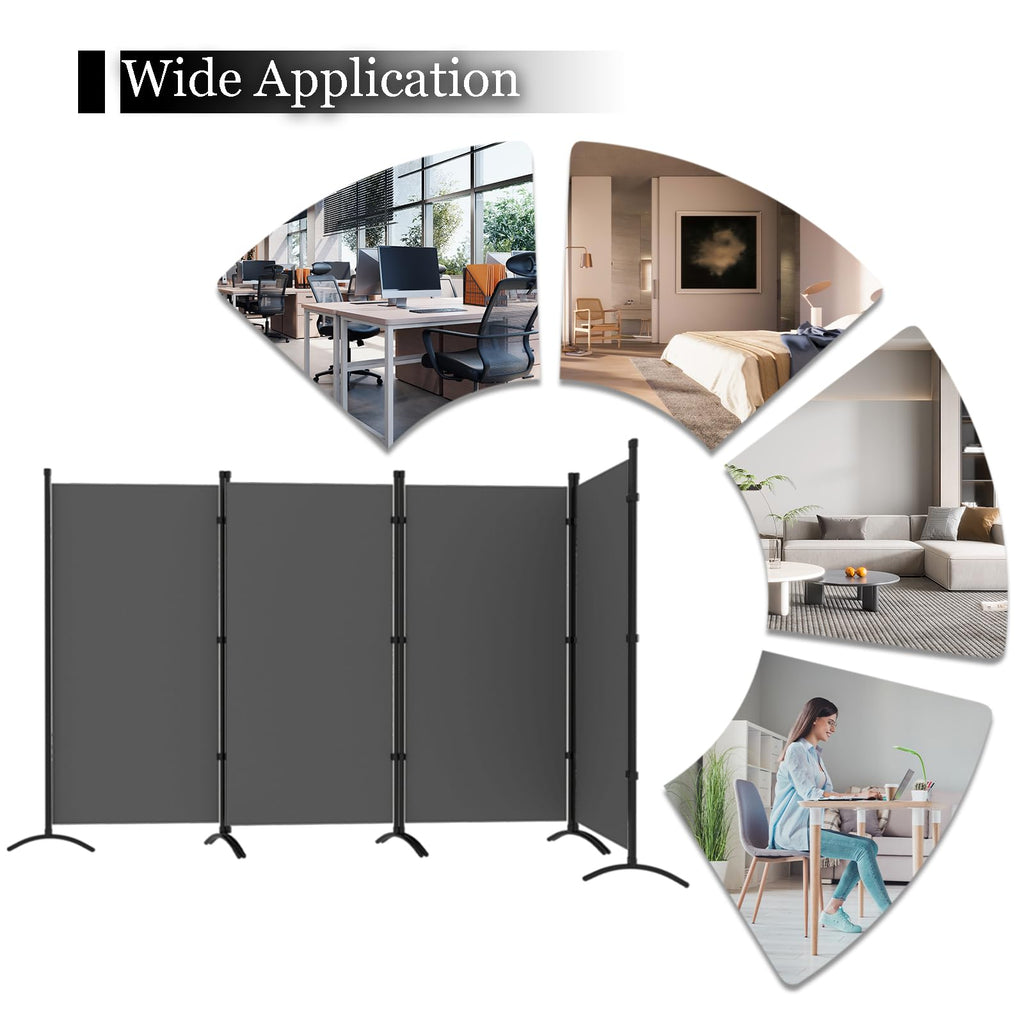 Room Divider, 6FT Tall Folding Partition Room Dividers 4 Panel, Portable and Freestanding Room Divider Screen Wall
