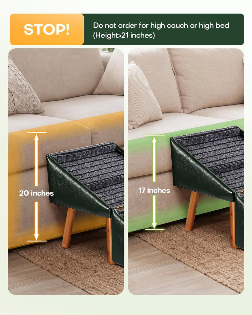 Dog Stairs for Small Dogs Foldable Dog Steps and Faux Leather Ottoman