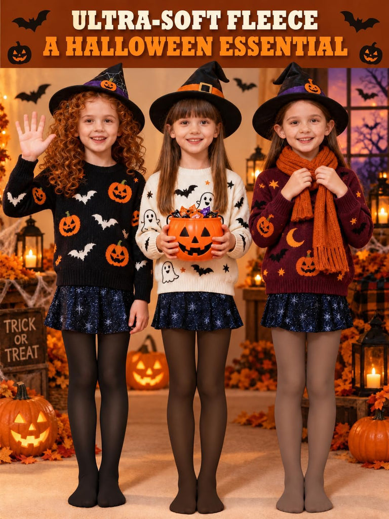 Fleece Lined Tights for Girls Thermal Warm Tights Pantyhose Fake Translucent for Kids School Uniform Leggings