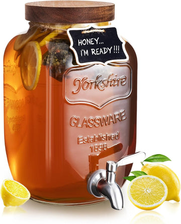 1 Gallon Glass Drink Dispenser for Parties, Leak-Proof Spigot