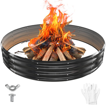 12In Tall 72 Inch Diameter Round Galvanized Fire Pit Ring/Fire Ring Black